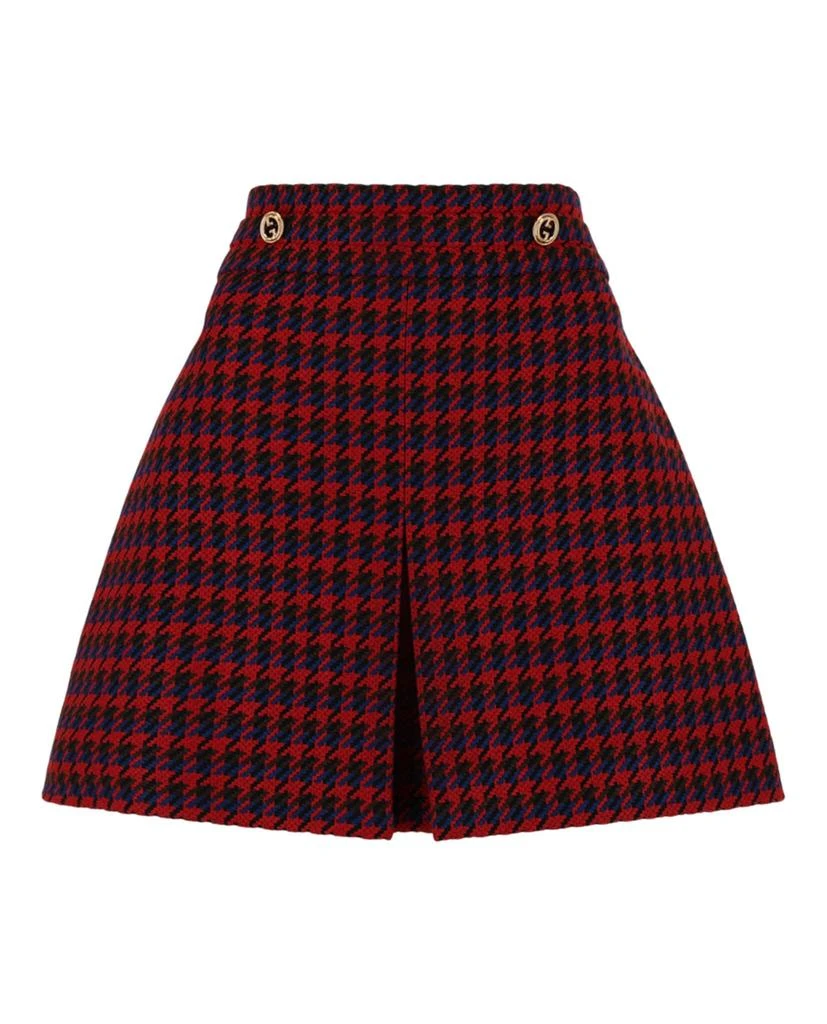 Gucci Houndstooth Pleated Mini Skirt 1