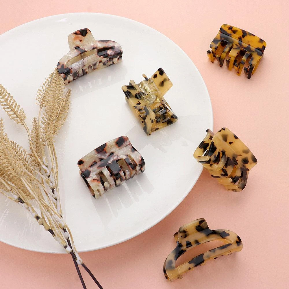 FASHNZFAB 2PCS - Celluloid Acetate Small Square Hair Claw Clips 5