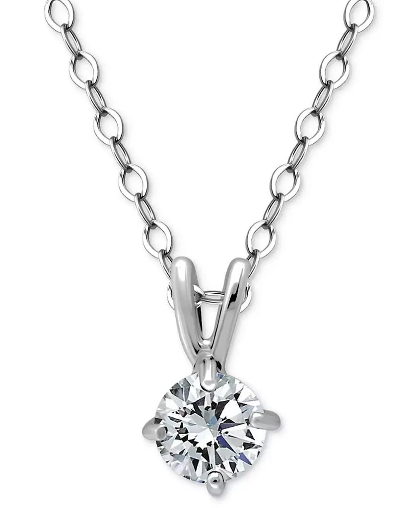 Giani Bernini Cubic Zirconia Solitaire Pendant Necklace in 18k Gold over Sterling Silver, 16" + 2" extender, Exclusively at Macy's 1