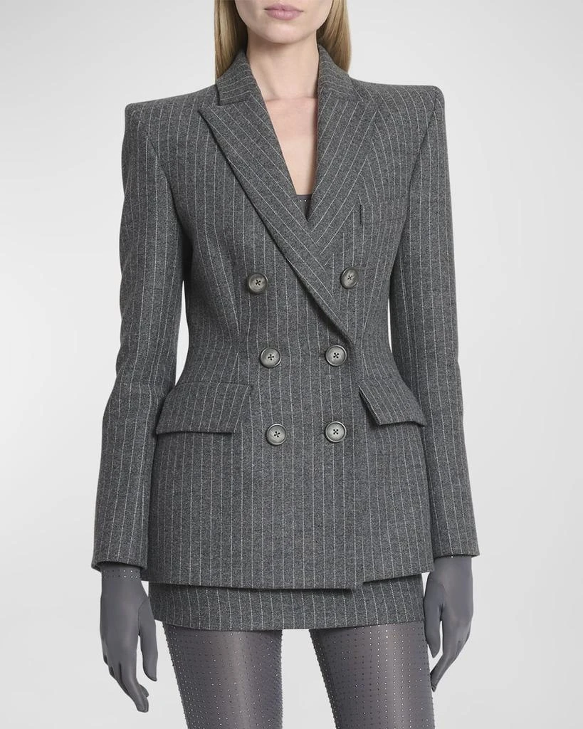 Alex Perry Wool Pinstripe Double-Breasted Fitted Blazer 2