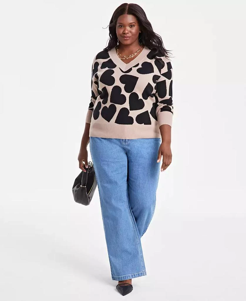 On 34th Trendy Plus Size Women's Jacquard Heart Pullover Sweater, Exclusively at Macy's 2