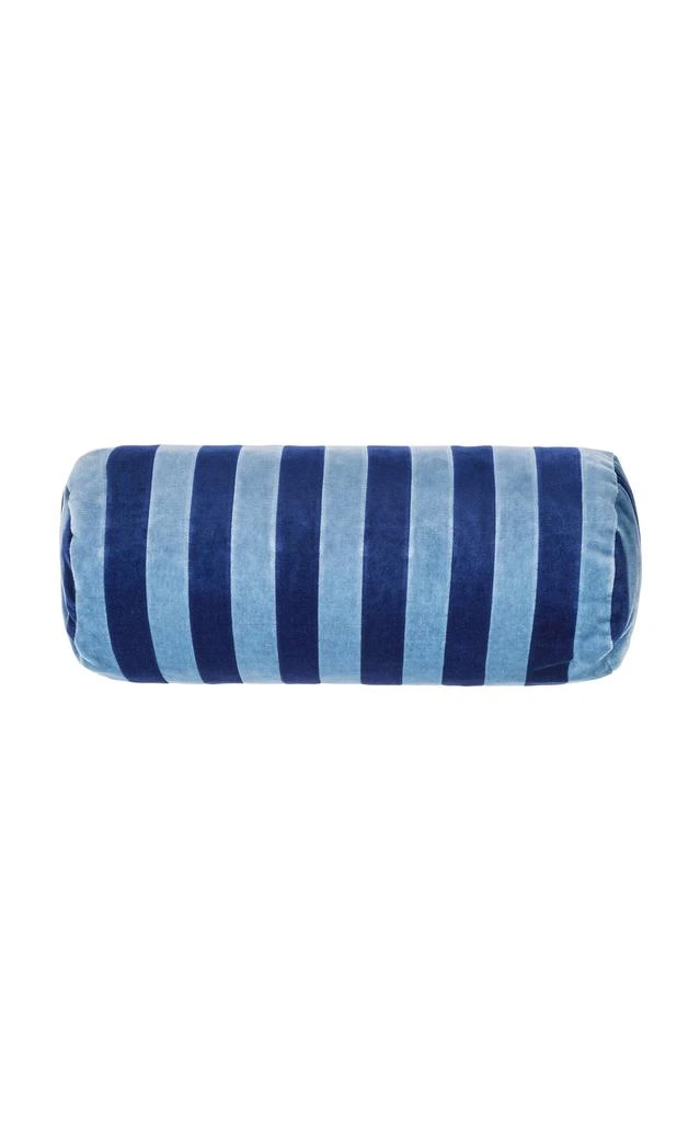 Christina Lundsteen Christina Lundsteen - Bolster Cotton Velvet Cushion - Blue - Moda Operandi 1