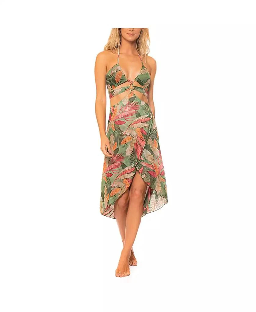 Guria Beachwear Women
s Mesh Halter Cut-out High-Low Dress Cover-up