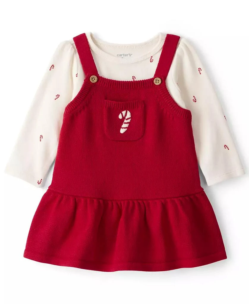 Carter's Baby Girls 2-Piece Candy Cane Print Long-Sleeve Bodysuit & Dress Set 1