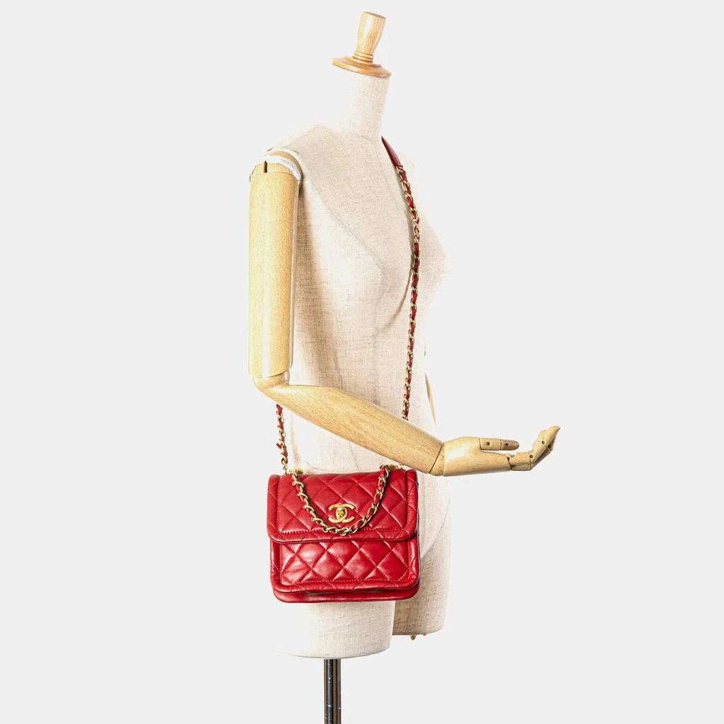 Chanel Chanel Red Lambskin Mini Quilted Soft Square Flap Shoulder Bag 3