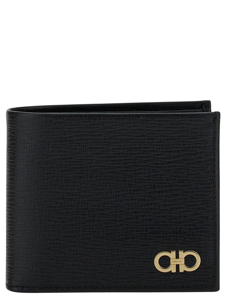 Salvatore Ferragamo Black Gancini Bi-Fold Wallet In Leather Man Ferragamo 1