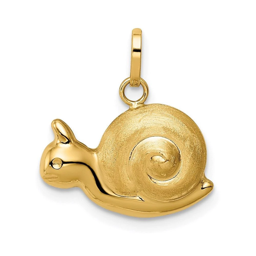Diamond2Deal 14k Yellow Gold Hollow Satin and Polished Snail Charm Pendant