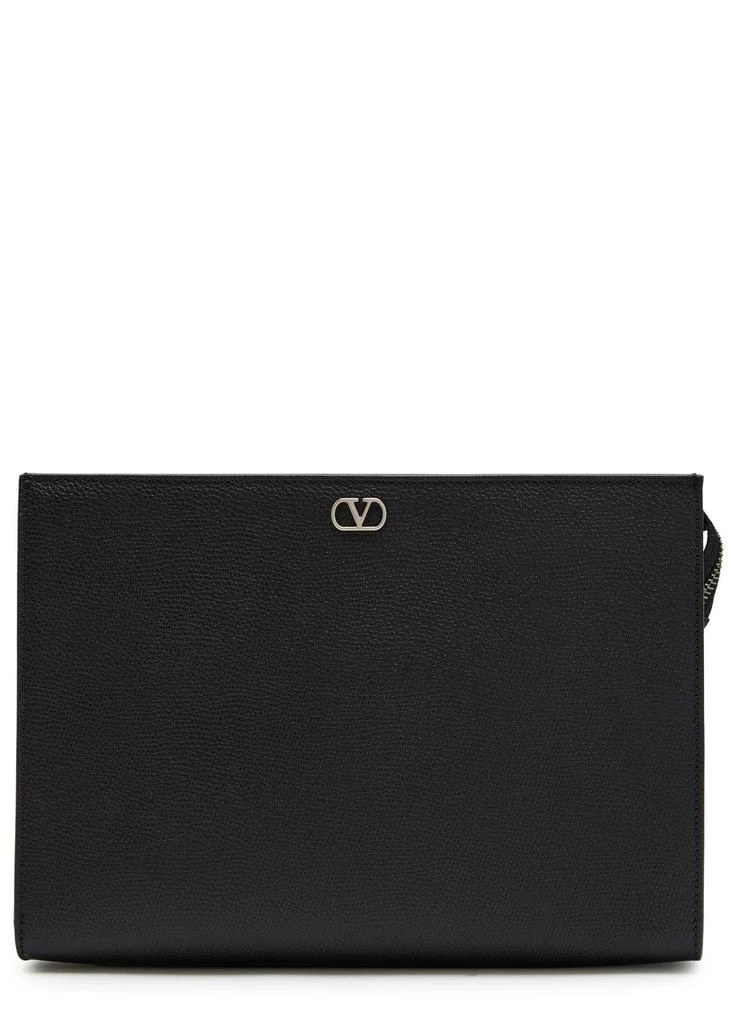 Valentino VLogo grained leather clutch 1