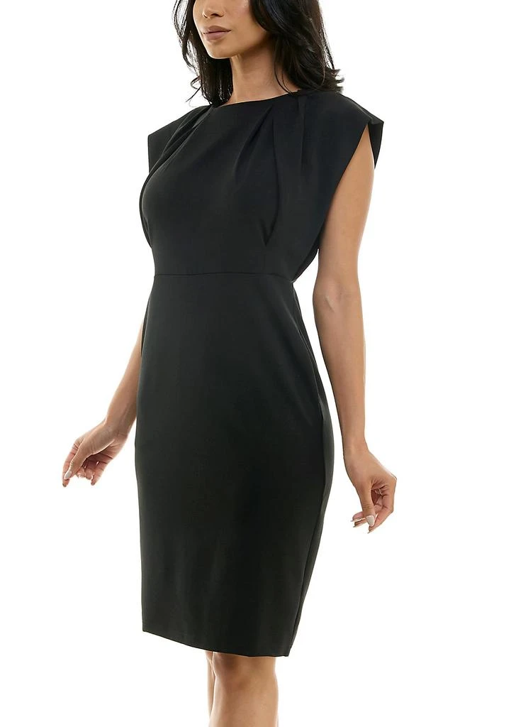 Nina Leonard Women's Sheath With Pleat Neckline And Pockets, Small Nina Leonard Women's Sheath With Pleat Neckline And Pockets, Small