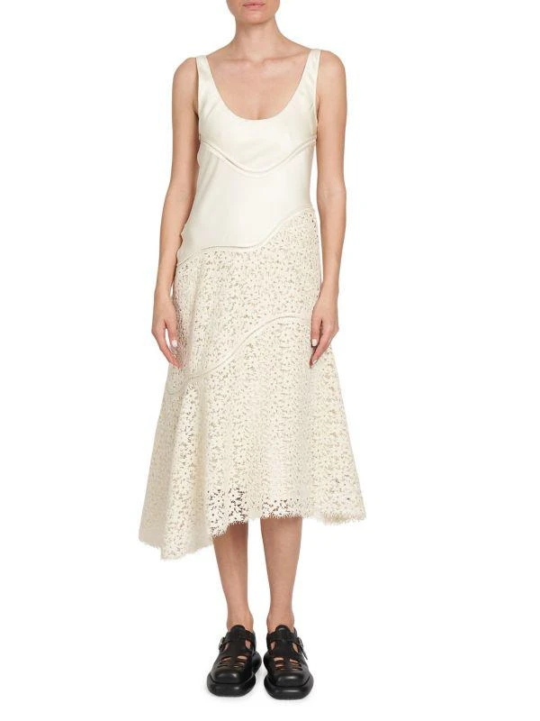 Jil Sander Floral Lace Asymmetric Midi-Dress 1