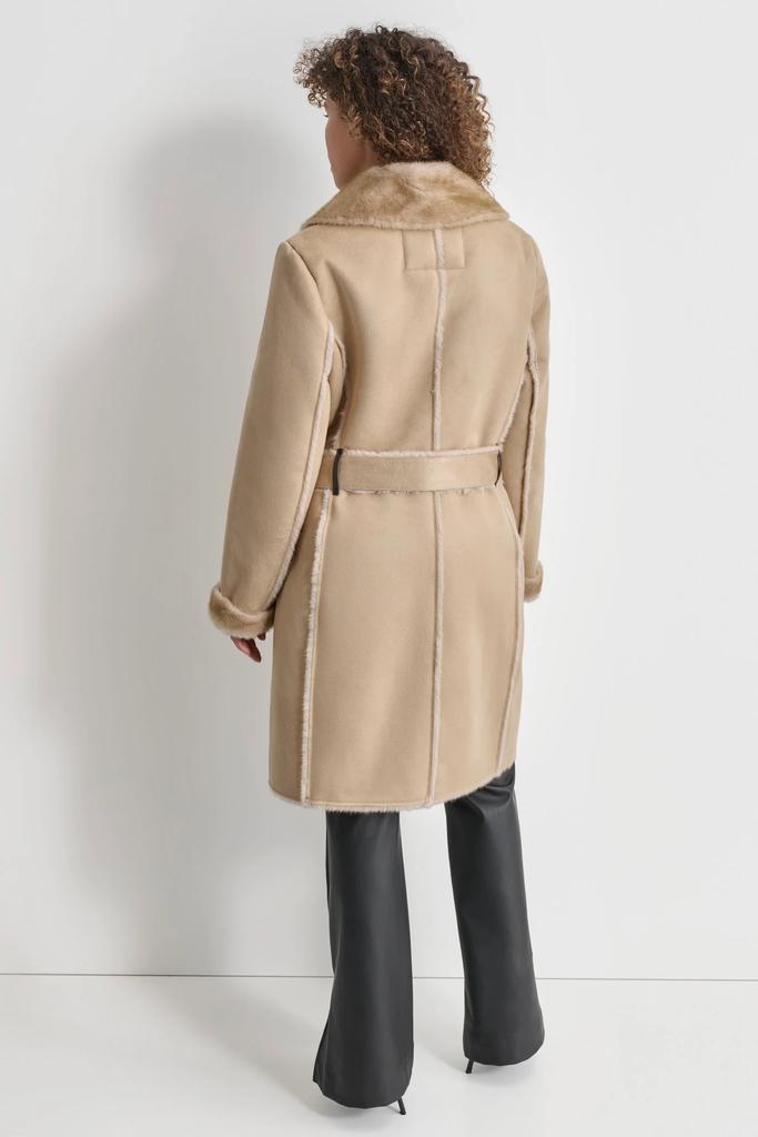 DKNY MINK BONDED SUEDE COAT