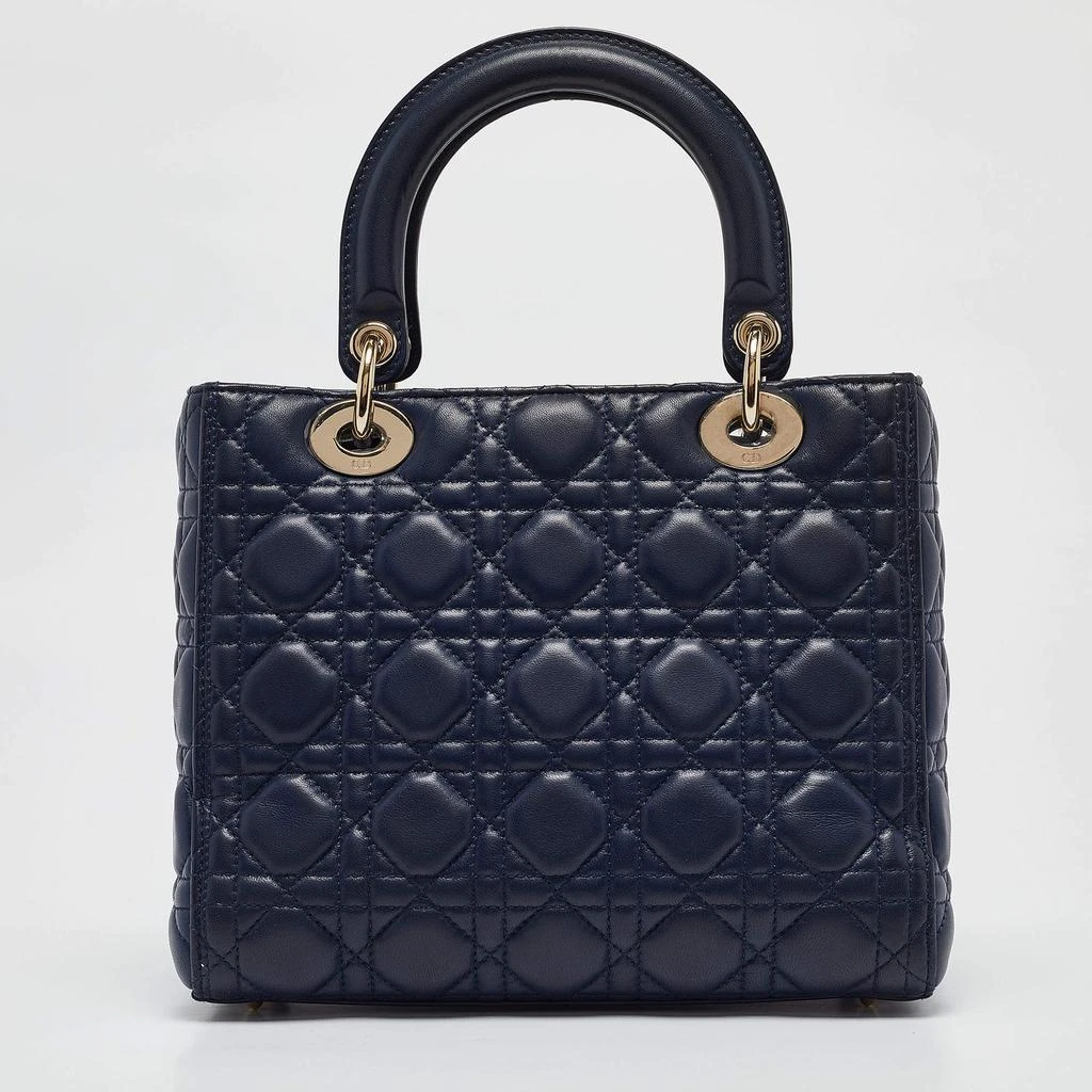 Dior Dior Navy Blue Cannage Leather Medium Lady Dior Tote 4