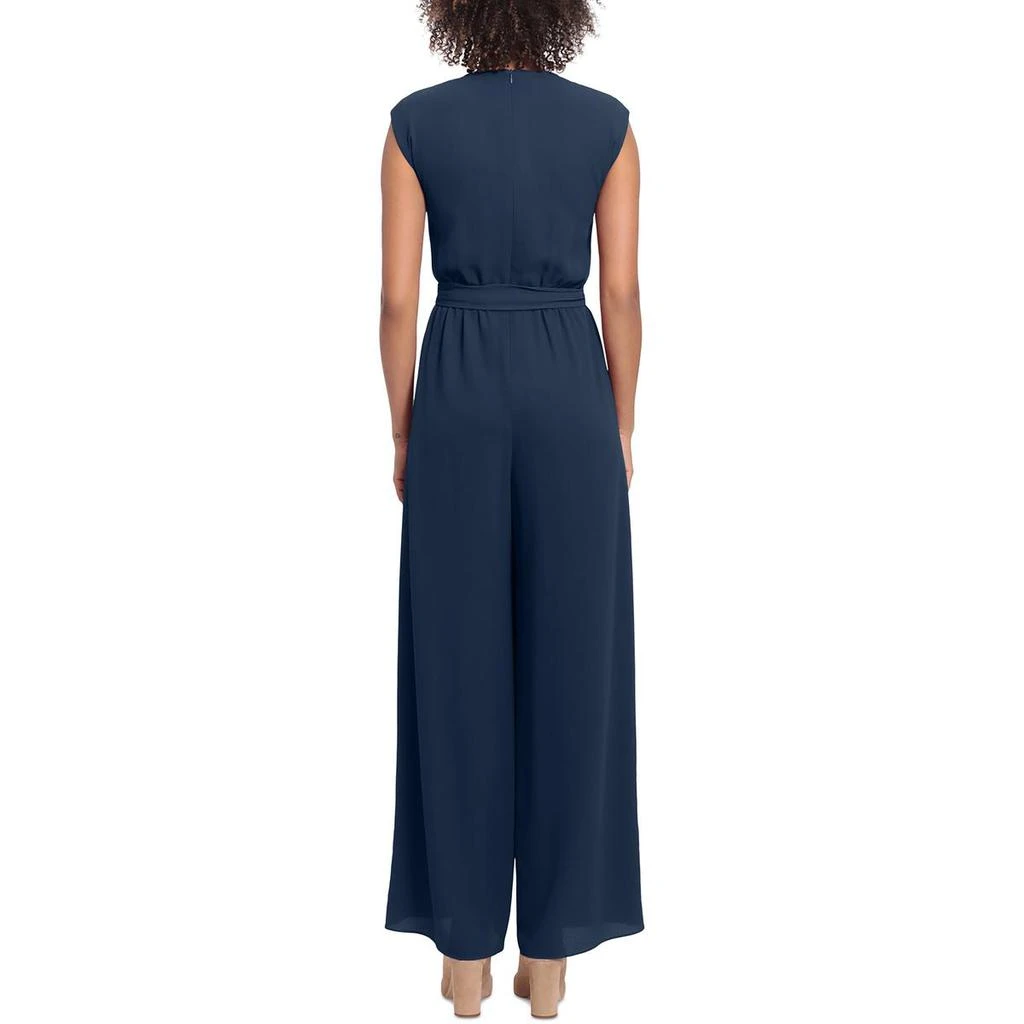 London Times Womens Crepe Pleated Neck Jumpsuit 2