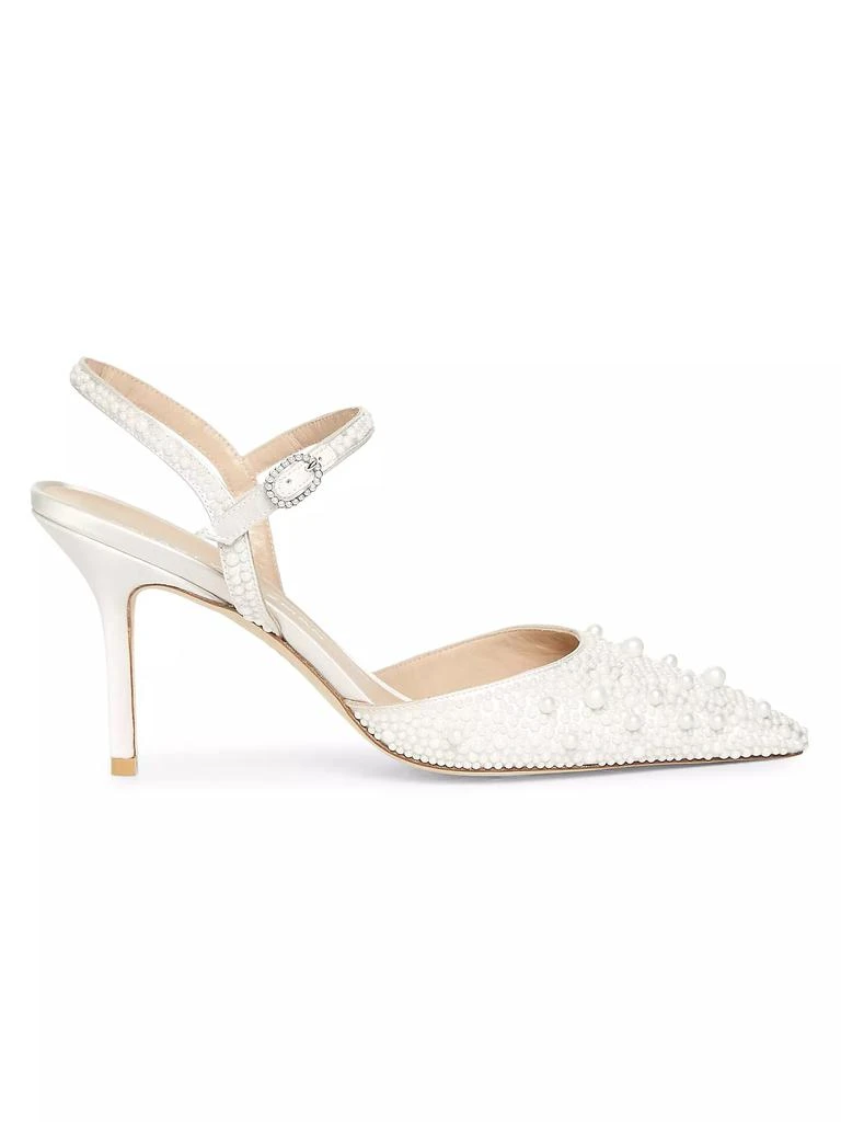 Stuart Weitzman Bliss 85MM Pearl-Embellished Satin Pumps 1