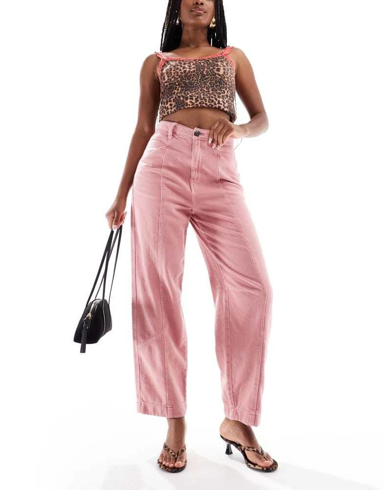 ASOS ASOS DESIGN seamed barrel trousers in rose 1