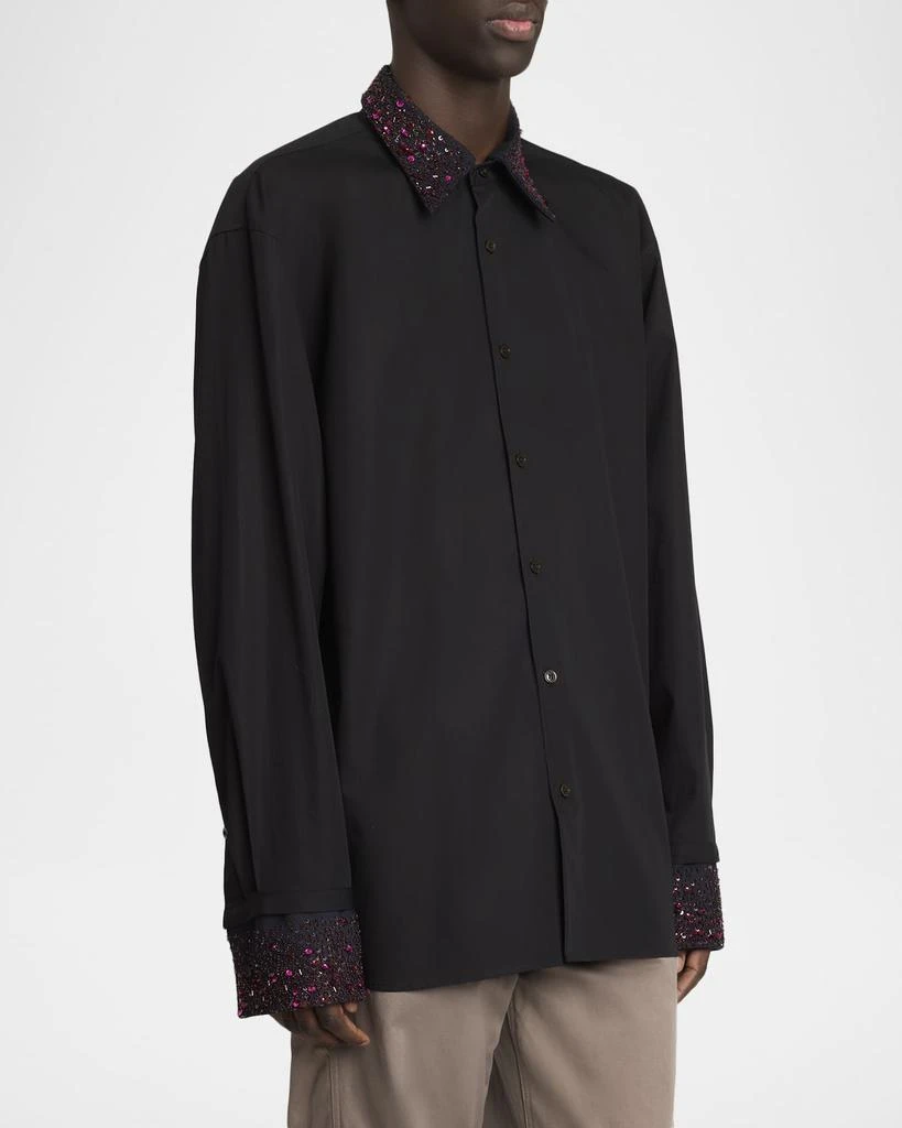 Dries Van Noten Men
s Cotton Embellished-Trim Dress Shirt 4