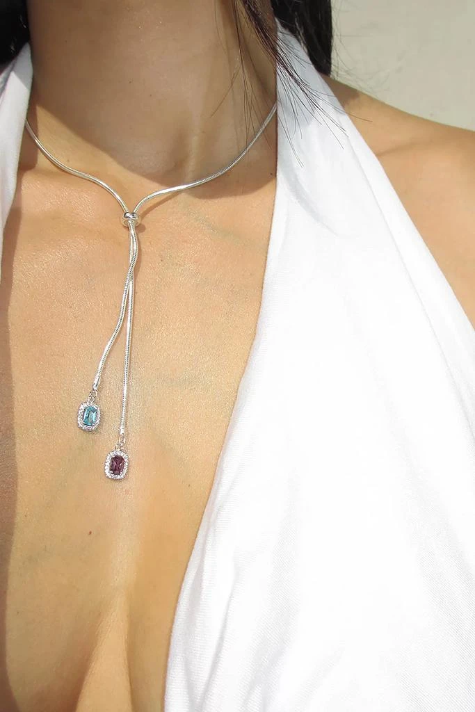 RIMOR JEWELRY RIMOR Gem Lariat Snake Chain Necklace