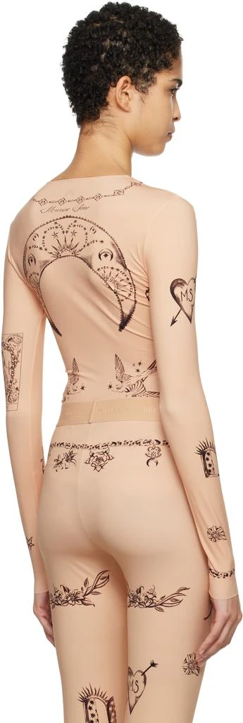 MARINE SERRE Beige Tattoo Printed Jersey Second Skin Crewneck Top 3