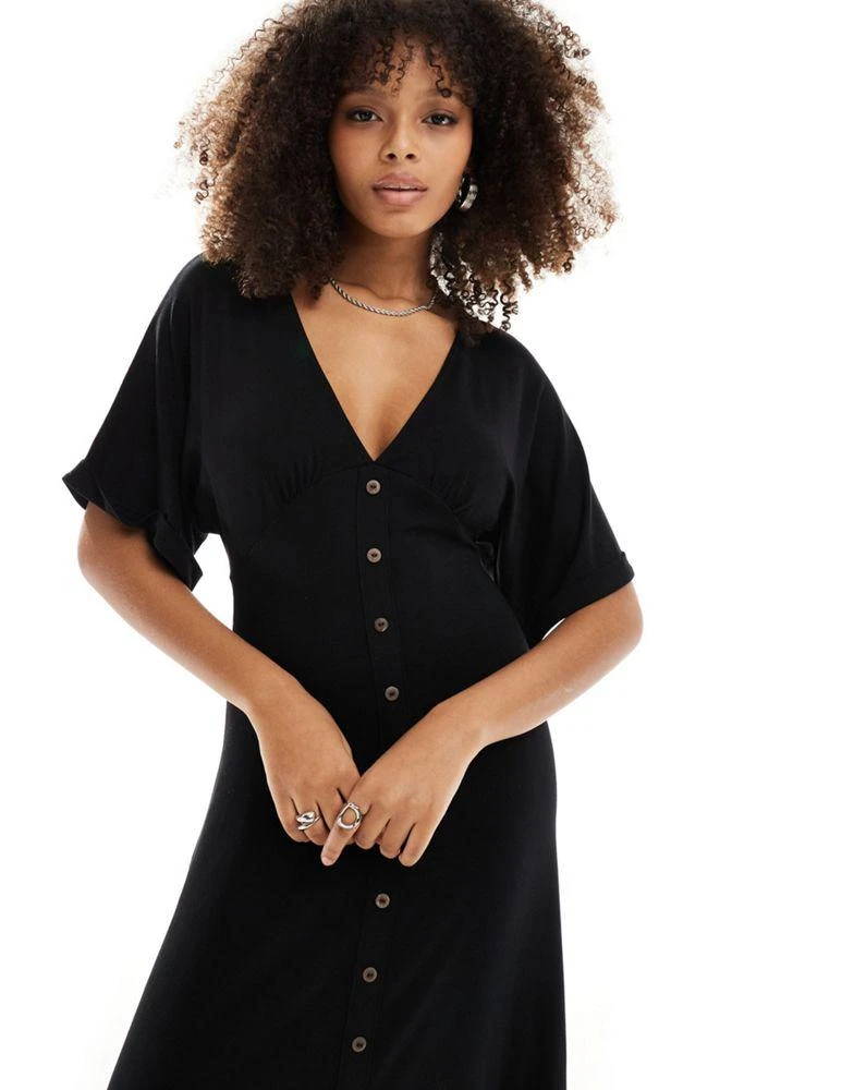 ASOS DESIGN ultimate midi tea dress with collar in black