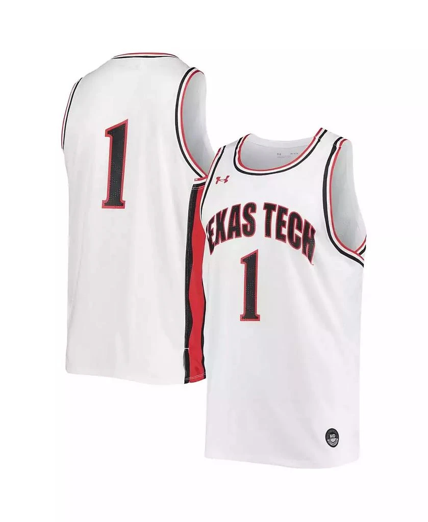 Under Armour Men's Number 1 White Texas Tech Red Raiders Replica Basketball Jersey 1