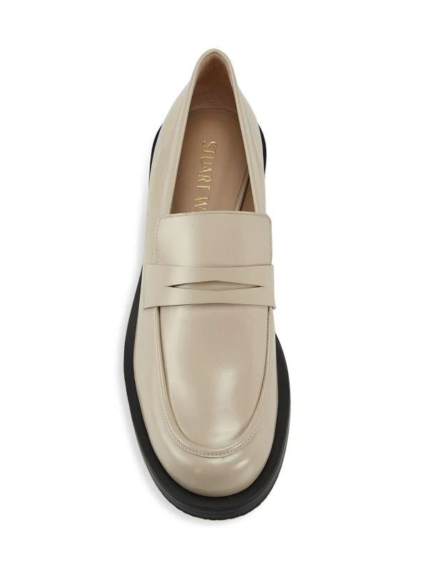 Stuart Weitzman Palmer 40MM Brushed Leather Stacked Heel Loafers 5