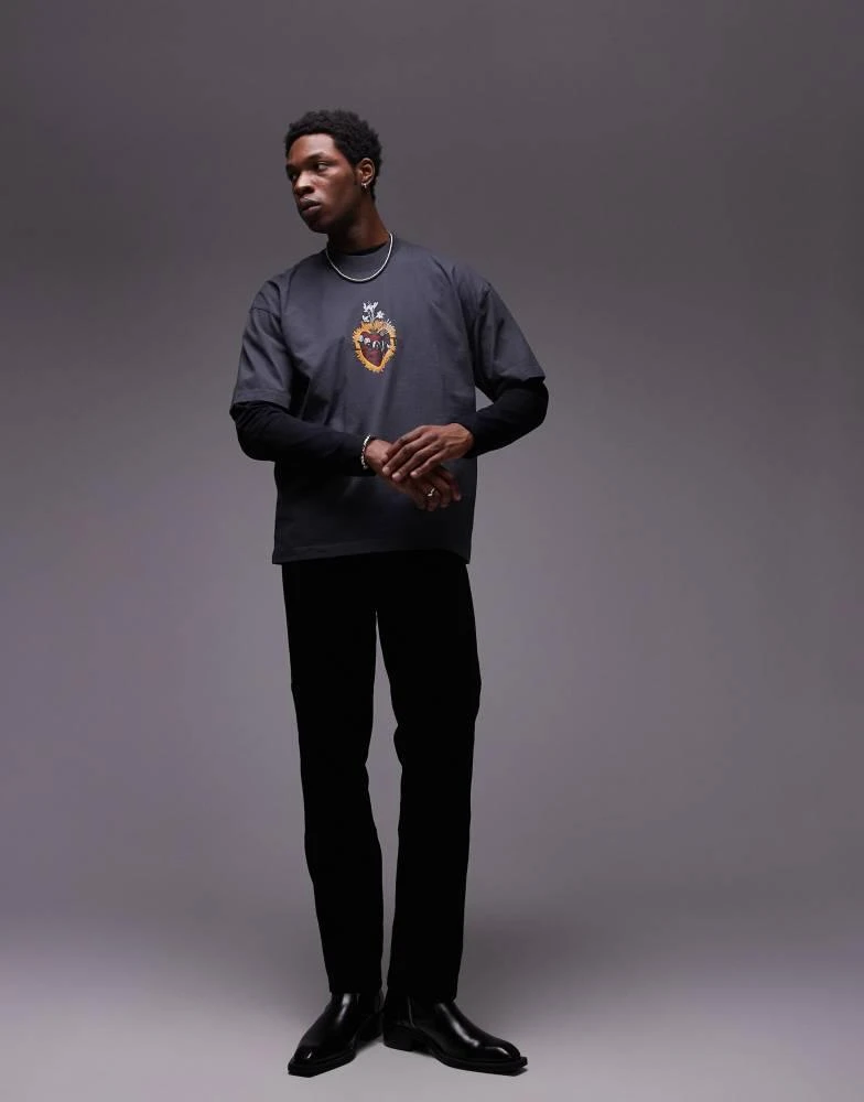 ALL SAINTS AllSaints Heartfelt back graphic t-shirt in washed black 4