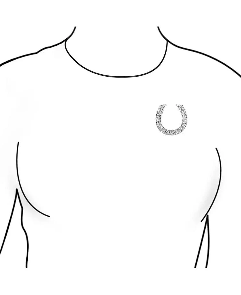 Bling Jewelry Large Western Fashion Statement Equestrian Cubic Zirconia Pave CZ Scarf Horseshoe Brooch Pin 3