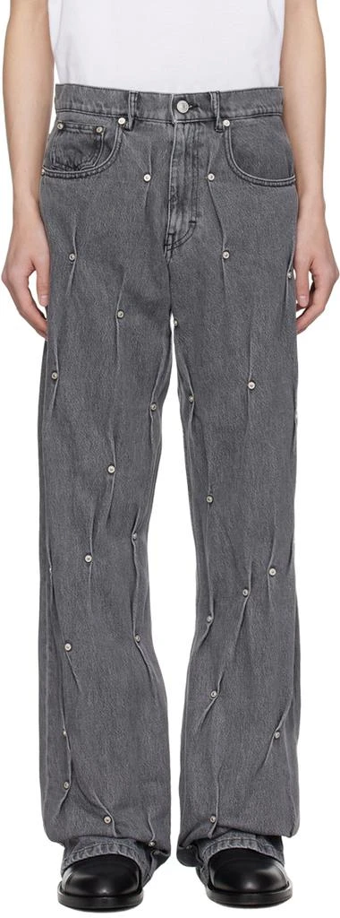 KUSIKOHC Gray Multi Rivet Jeans 1