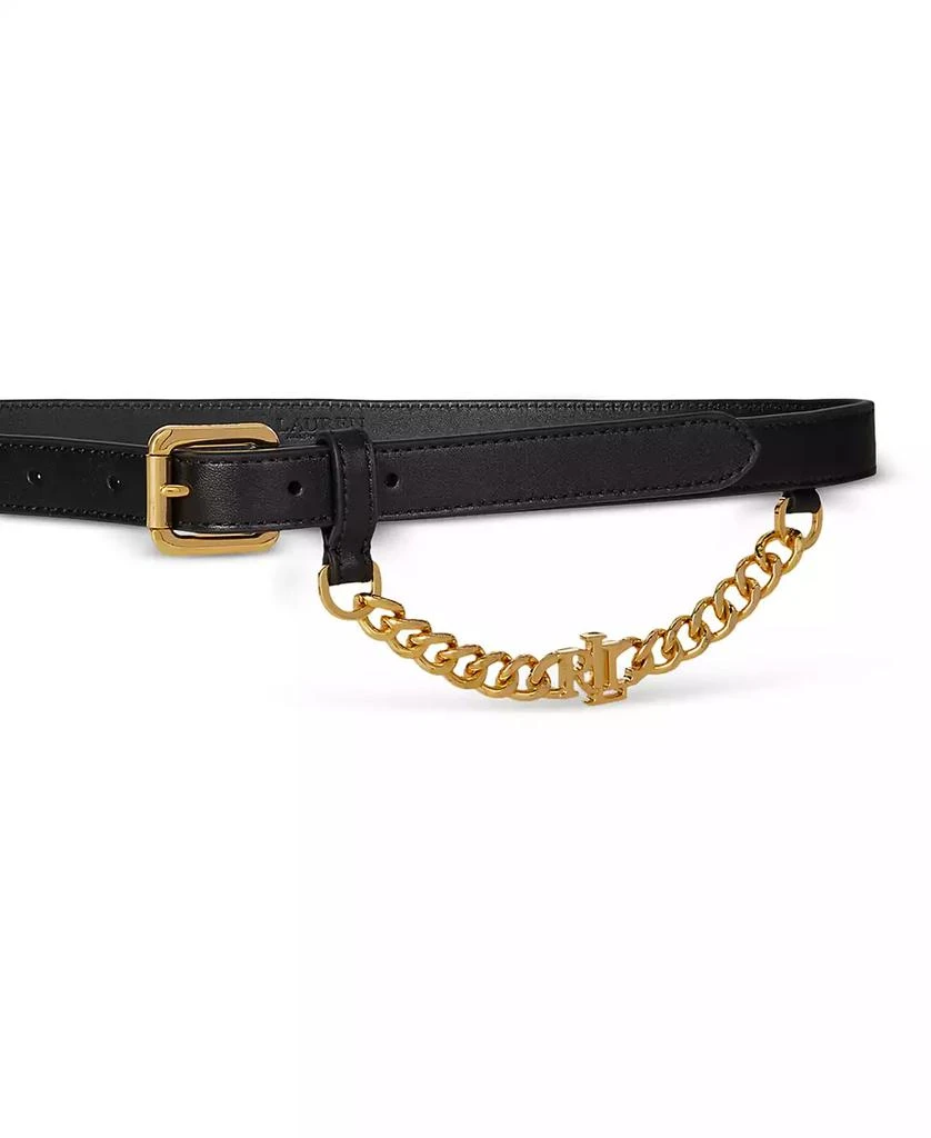 Shop Logo-Chain Leather Skinny Belt on Sale at BeyondStyle  display picture 1