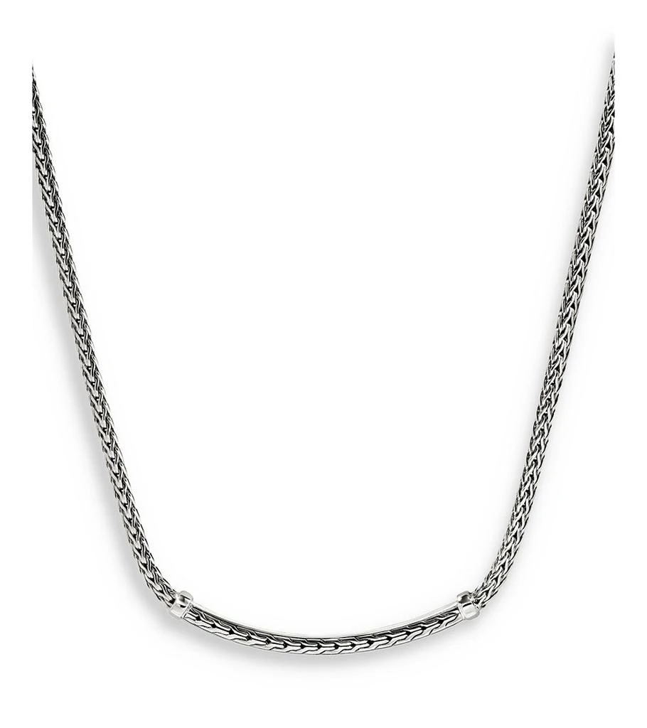 JOHN HARDY Sterling Silver JH Essentials Black Sapphire Pavé Curved Bar Necklace, 16-18" 4