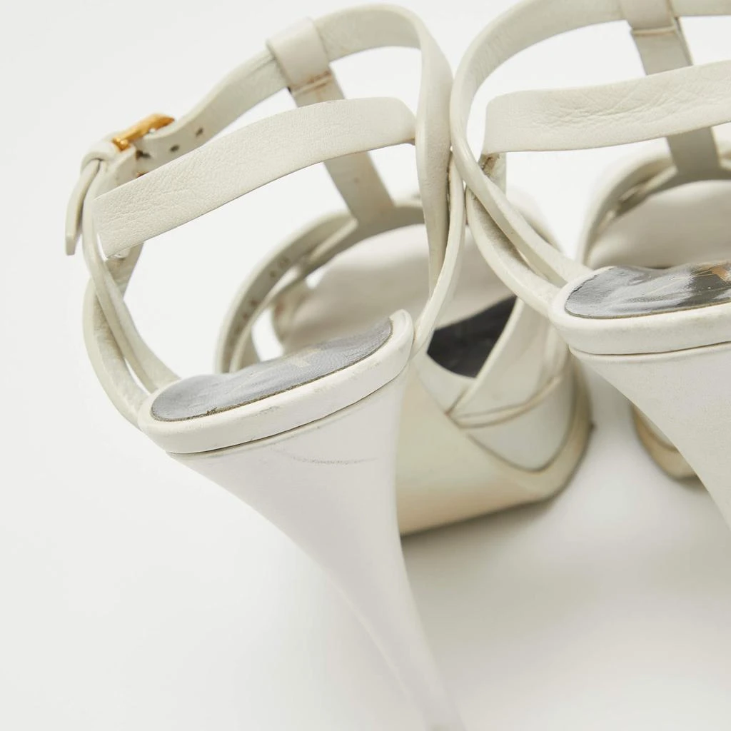 Yves Saint Laurent Saint Laurent White Leather Tribute Ankle Strap Sandals Size 38 9