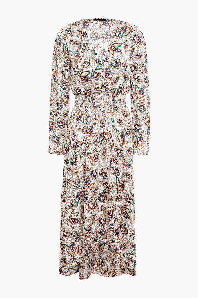 Maje Shirred printed satin dress