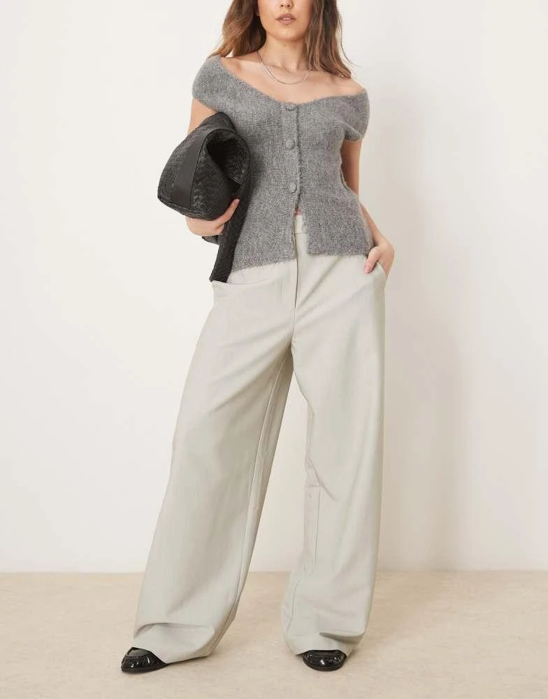 ASOS ASOS DESIGN tailored relaxed straight leg trousers in sage green 1