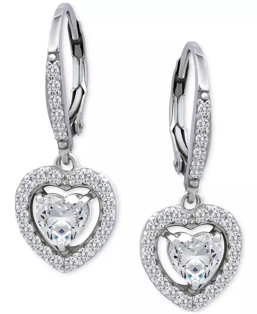 Giani Bernini Cubic Zirconia Leverback Heart Drop Earrings in Sterling Silver, Created for Macy's 1