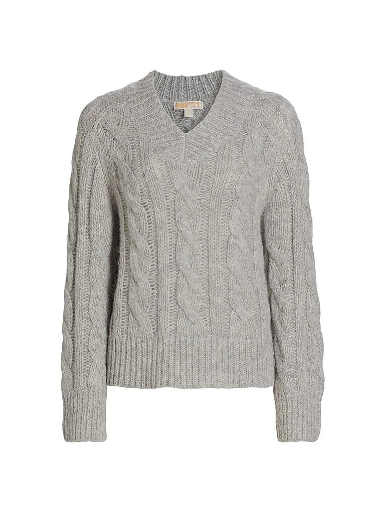 Michael Kors Alpaca-Blend Cable-Knit V-Neck Sweater 1