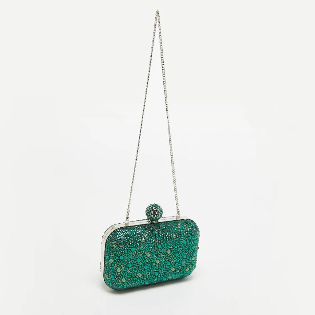 Jimmy Choo Jimmy Choo Emerald Suede Crystal Embellished Cloud Chain Clutch 3