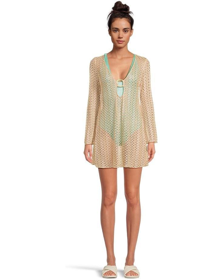 Women's BECCA Oragami Swimsuits Aqua Sea Textured Knotted One