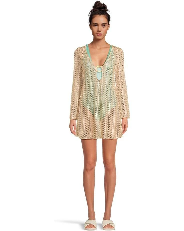 Becca BECCA Oragami Swimsuits Women's  Aqua Sea Textured Knotted One Piece NWO59 5