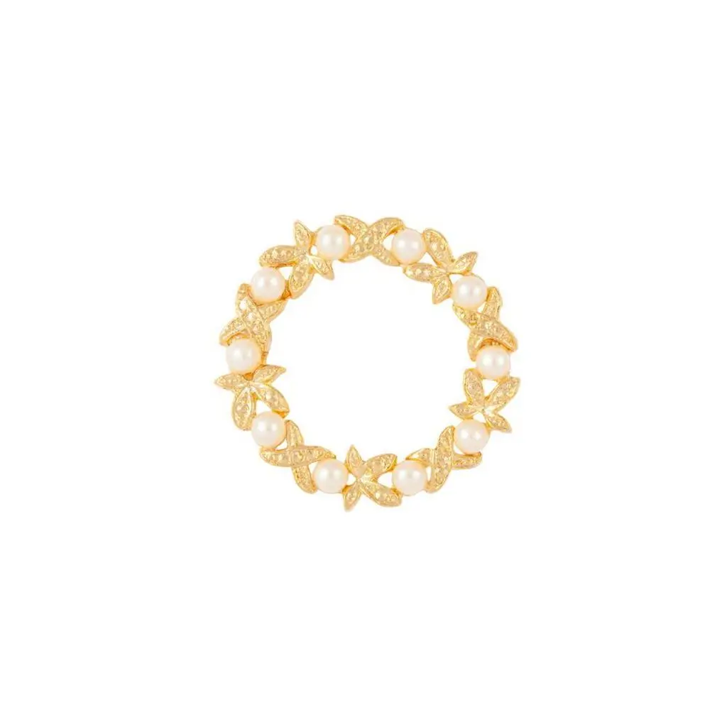 Susan Caplan Vintage 1980s vintage faux pearl wreath brooch 3
