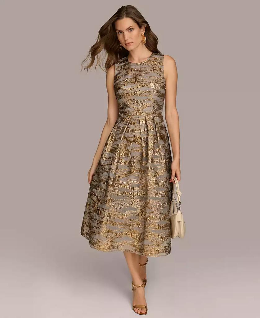 Donna Karan Women's A-Line Halter Dress Taffeta-Blue 8