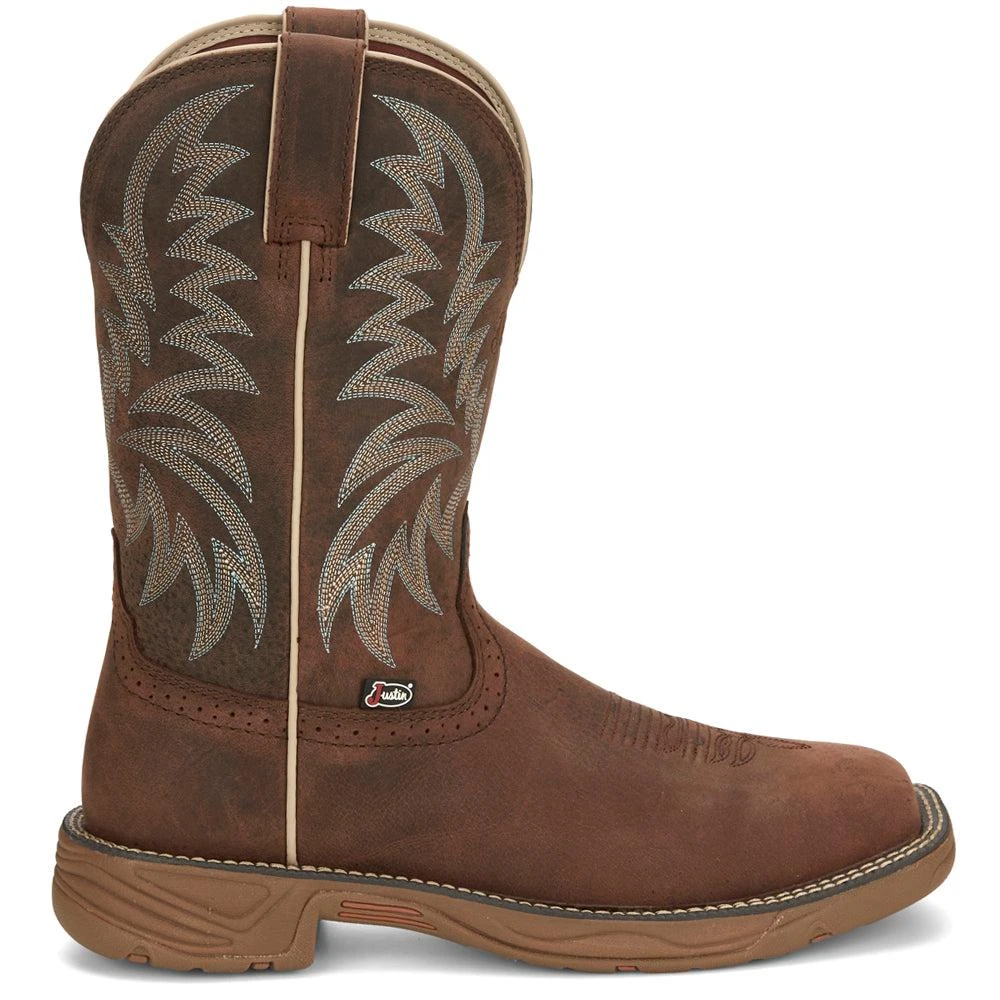 square toe buffalo leather cowboy boots