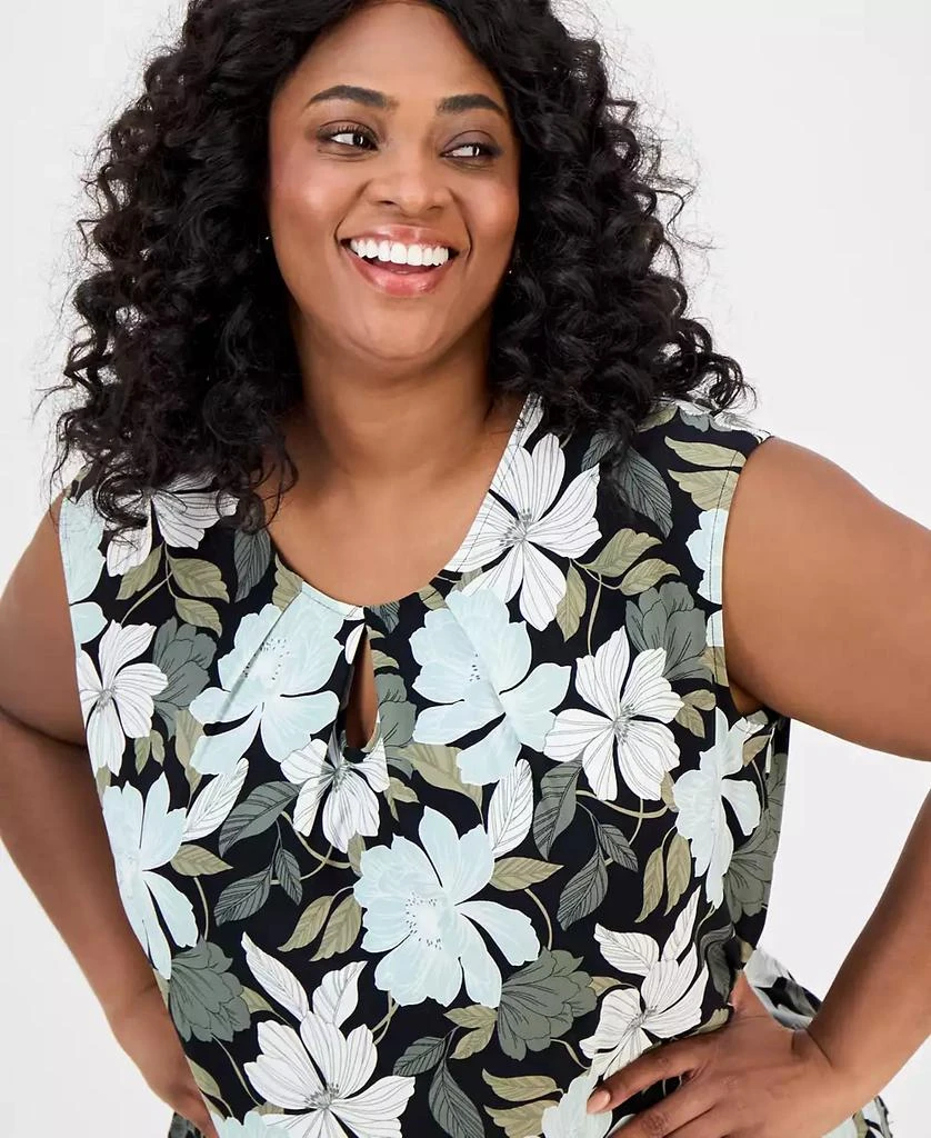 Kasper Plus Size Floral-Print Keyhole Top 3