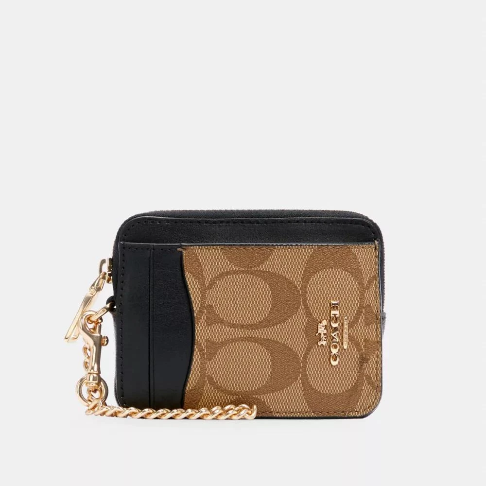 Coach Zip Card Case In Blocked Signature Canvas 1