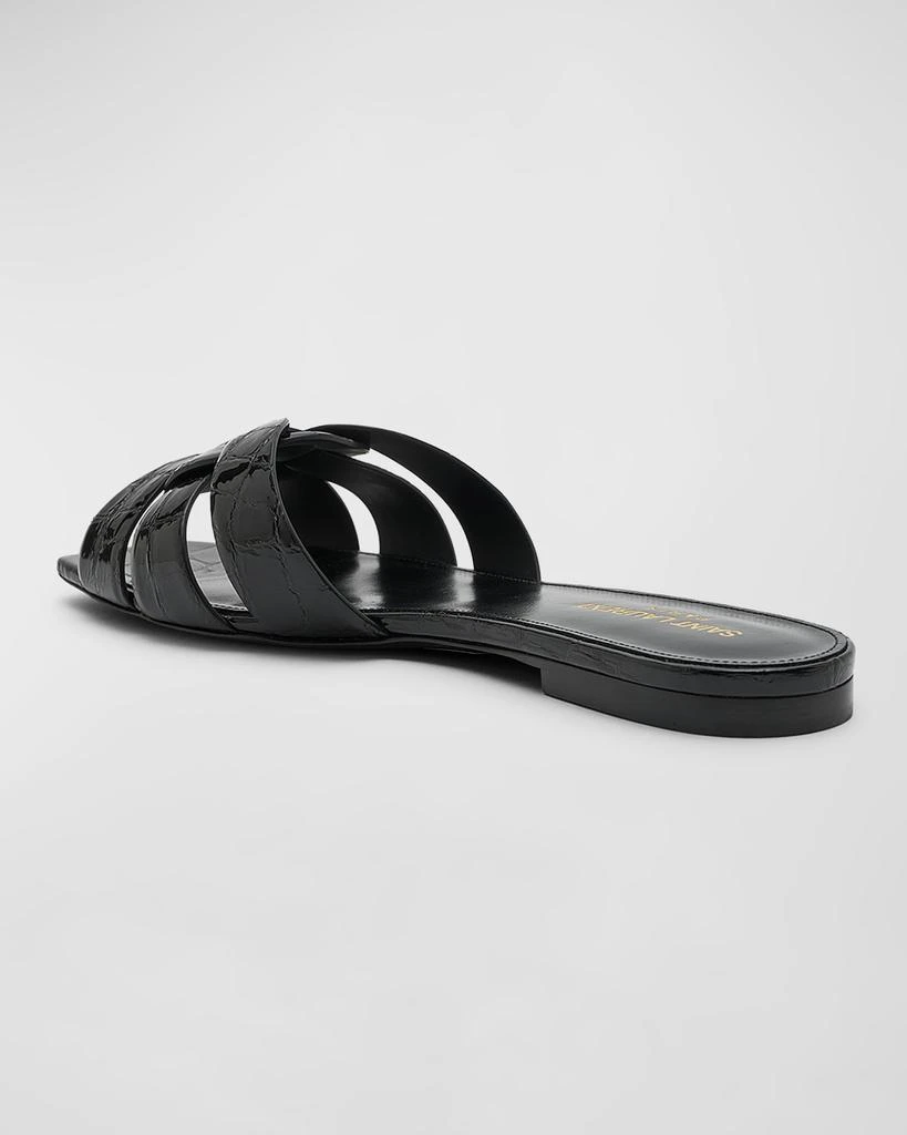 Yves Saint Laurent Tribute Croco Flat Slide Sandals 3