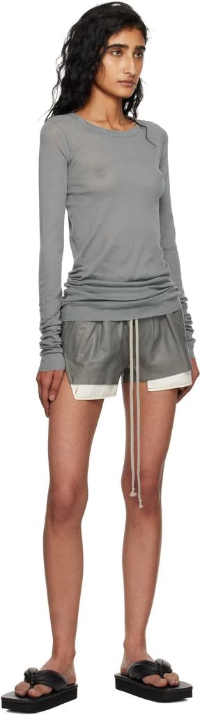 Rick Owens Gray Concordians Fog Boxer Leather Shorts 4