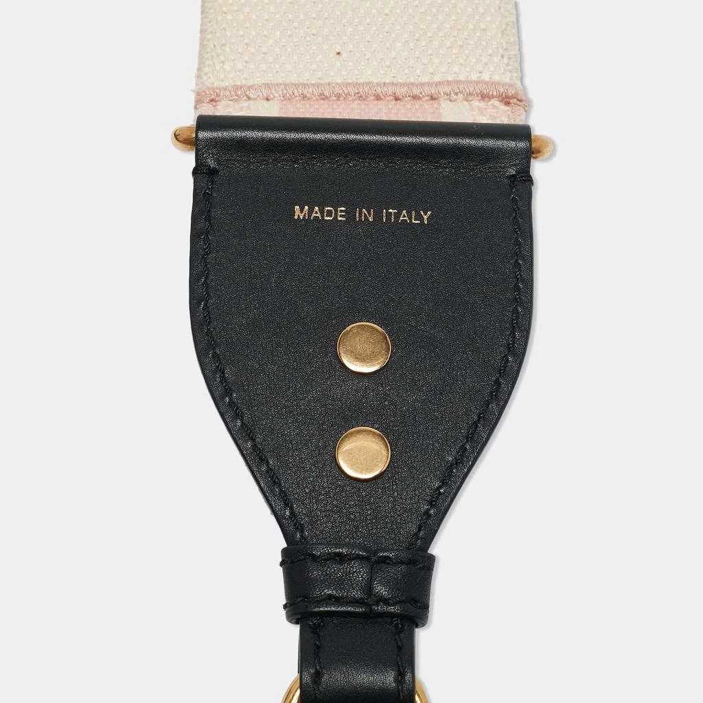 Dior Dior Pink/Black Embroidered Canvas and Leather Shoulder Bag Strap 5