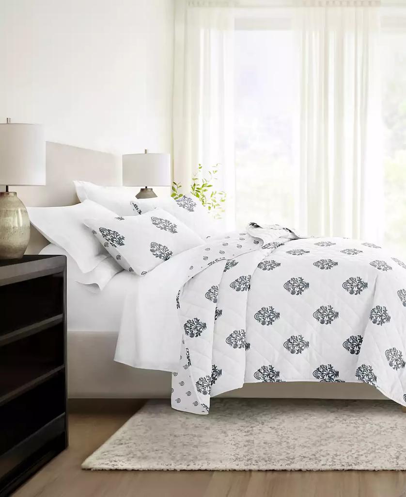 IENJOY HOME Stamped Bloom Reversible 3-Pc. Quilt Set