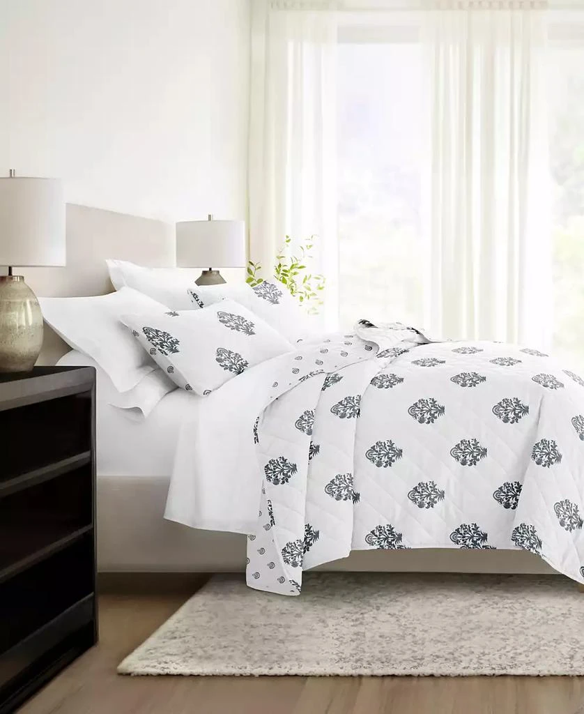 IENJOY HOME Stamped Bloom Reversible 3-Pc. Quilt Set 2