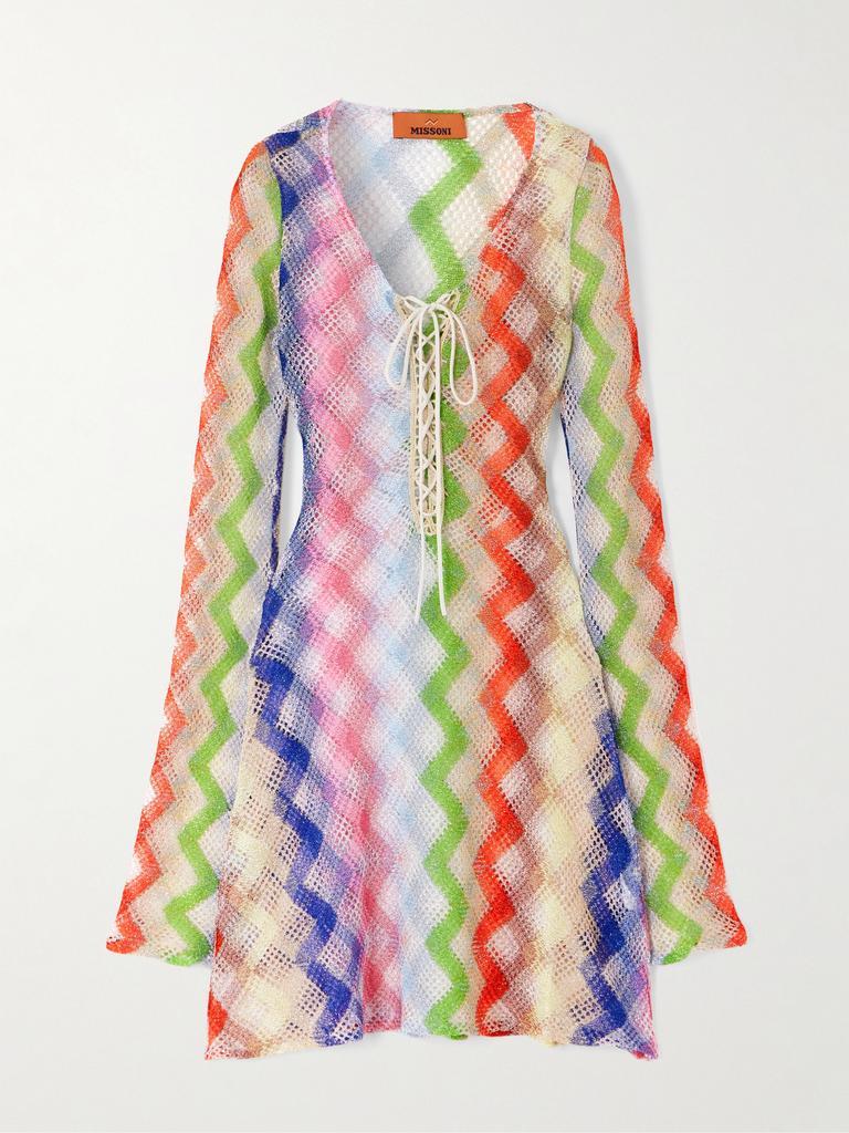 Missoni Mare 绑带式金属感钩编迷你连衣裙  - IT36