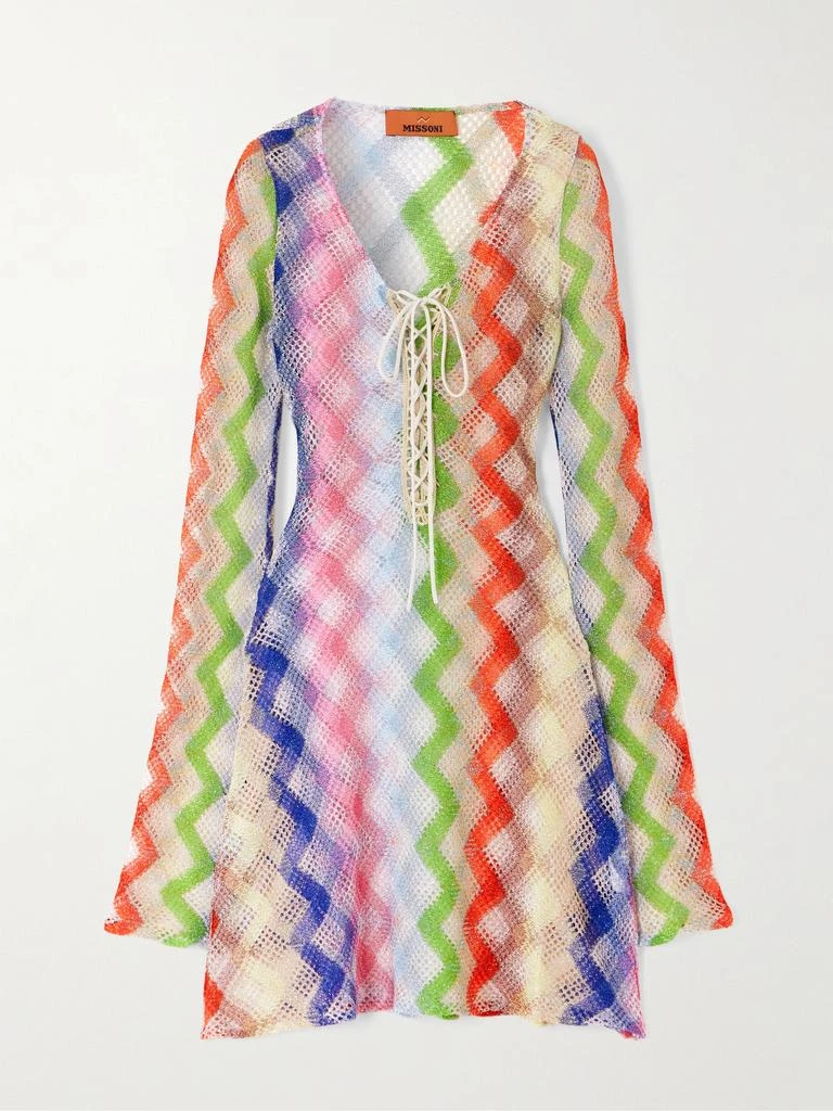 Missoni Mare 绑带式金属感钩编迷你连衣裙  - IT36 1